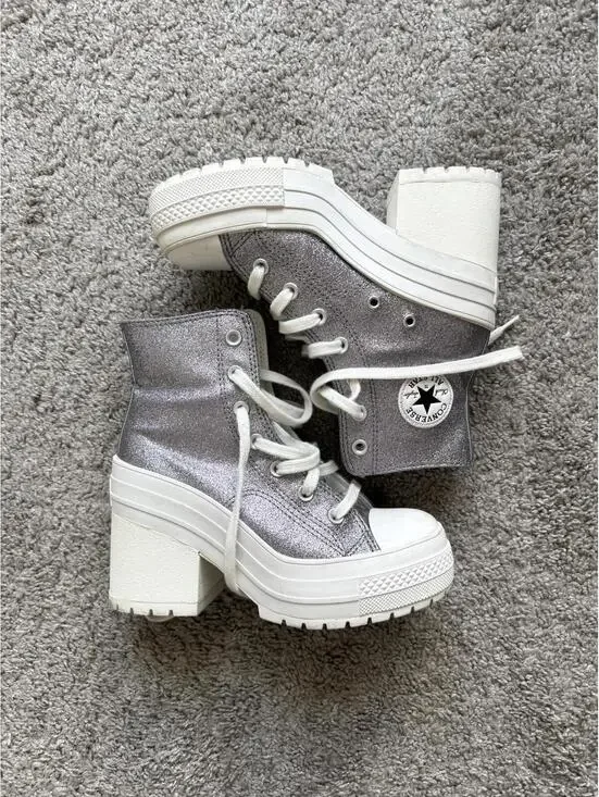 Converse Women’s 5.5 Chuck 70 De Luxe Heel Hi Top Glitter Sparkle Contemporary - Picture 2 of 9